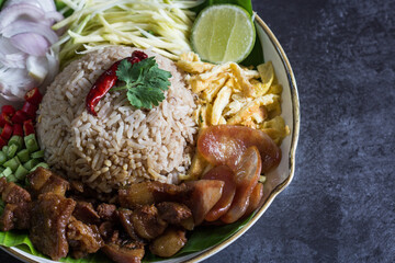 Rice Mixed with Shrimp paste - Thai traditional food