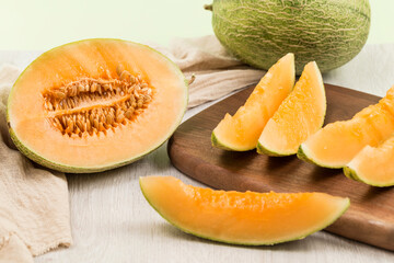 Photograph fresh and delicious cantaloupes