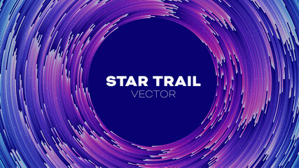 Concentric abstract vector particle motion with trail. Circle pattern tunnel. Orbit star tail