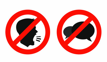 Keep silence glyph icons, prohibition and forbidden. Vector illustration