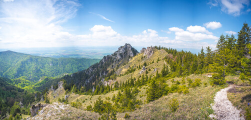Hiking in slovakia moutains. View from the hills. Ostra, tlsta Peak, Velka Fatra. Slovakia