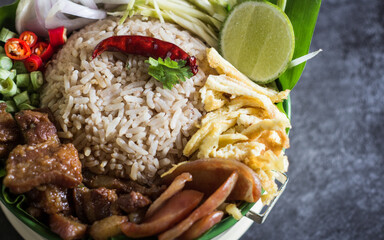 Rice Mixed with Shrimp paste - Thai traditional food