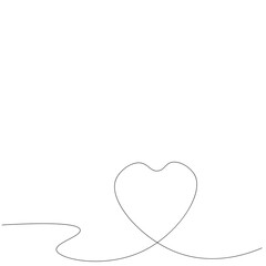 Love heart one line drawing. Vector illustration