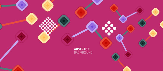 Abstract square dot connections, flat style multicolored geometric background for Wallpaper, Banner, Background, Card, Book Illustration, landing page or poster design