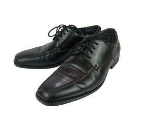 pair of black leather shoes
