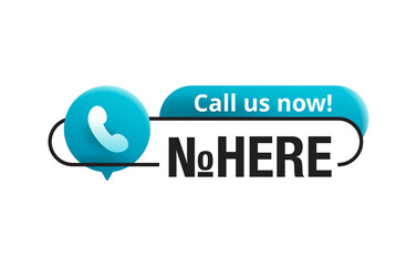 Call us now! Block for phone number in website header  - conspicuous sticker with phone headset pin form pictogram