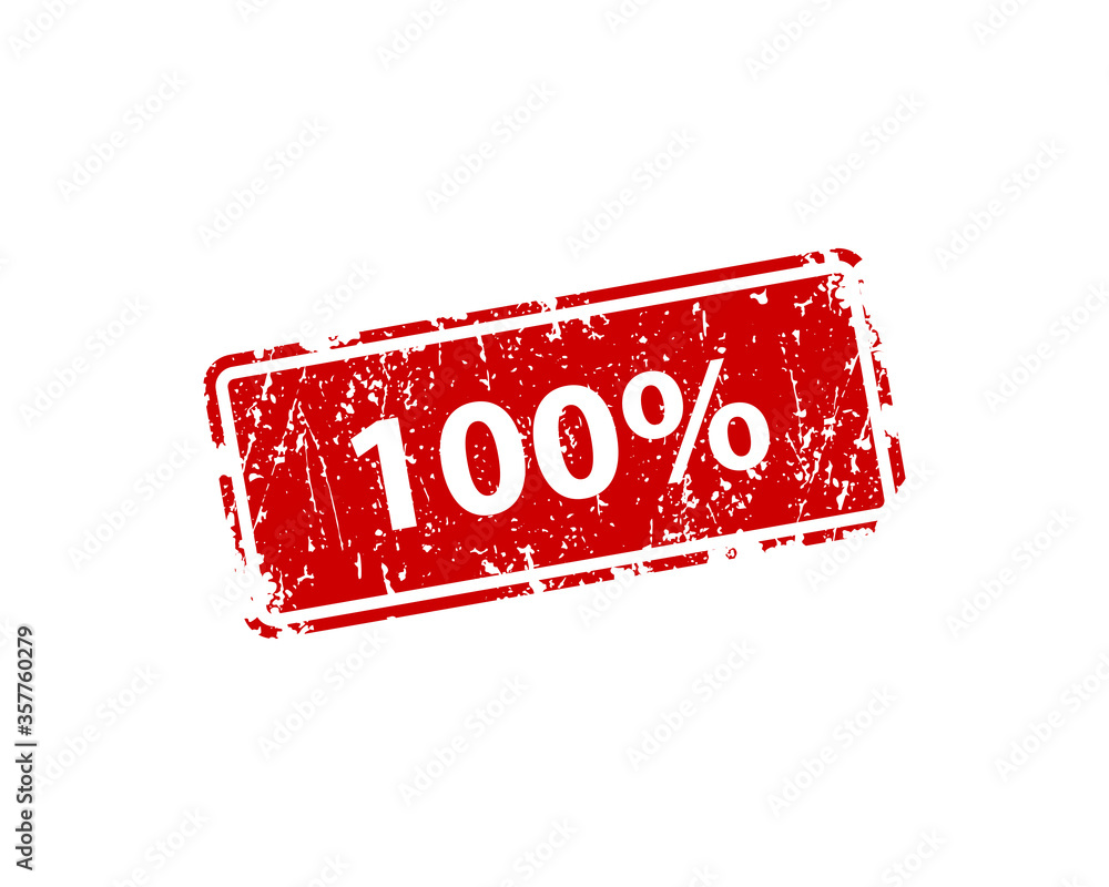 Poster one hundred percent stamp vector texture. rubber cliche imprint. web or print design element for sig