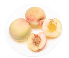 fresh juicy peach on a white background