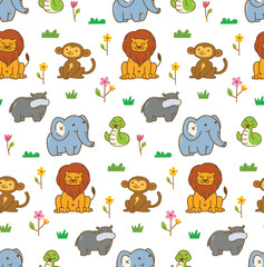 Cute animals seamless background