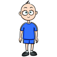 Cute cartoon boy vector illustration on a white background. Hand drawn 