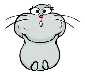 Hand drawn hamster. Cute gray hamster. Animal wildlife cartoon character. Hamster animal vector illustration. Sketch for t-shirt design, fashion print, graphic Greeting cards, posters, prints.