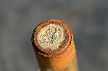 Broken axle due to metal fatigue, from the outside an indward a matte surface can be seen, some of...