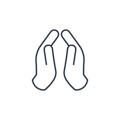 Linear Silhouette of Prayer hands. praying to God. Faith act. Repentance icon. Stock vector illustration isolated on white background.