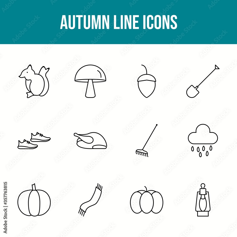 Canvas Prints Unique autumn vector line icon set