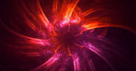 3D rendering abstract multicolor fractal light background