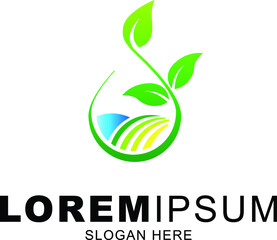 agro and farm logo vector with growing leaf