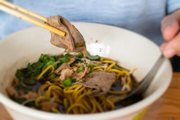 Local Thai style noodles pork soup