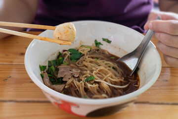 Local Thai style noodles pork soup