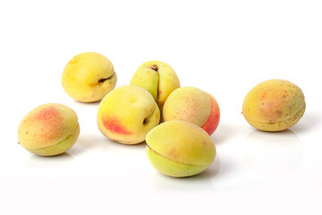 Isolated apricots. Fresh apricot fruits isolated on white background