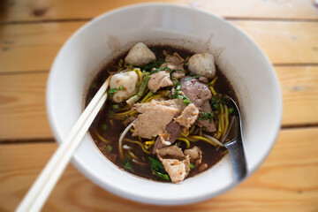 Local Thai style noodles pork soup
