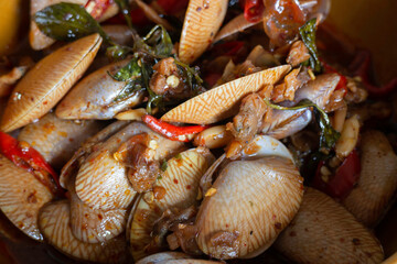 Stir fried clams with thai sweet basil