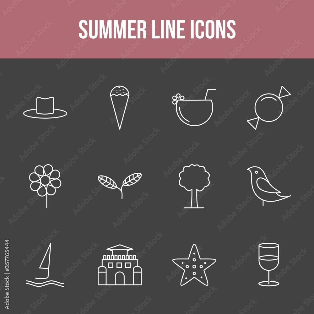 Wall mural Unique summer vector line icon set