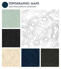 Topographic maps. Attractive isoline patterns, seamless design. Authentic tileable background. Vector illustration.