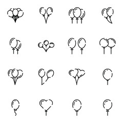 Balloon icon set. Simple ballon outline icon sign concept. vector illustration.	