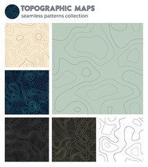 Topographic maps. Astonishing isoline patterns, seamless design. Creative tileable background. Vector illustration.