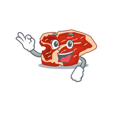 T-bone cartoon mascot design with Okay finger poses