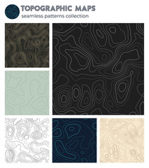 Topographic maps. Awesome isoline patterns, seamless design. Captivating tileable background. Vector illustration.