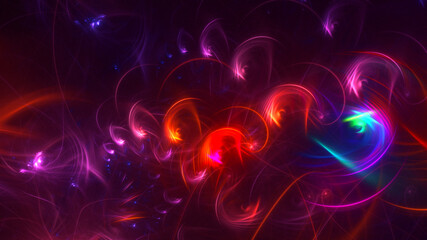 3D rendering abstract multicolor fractal light background