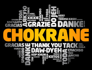 Chokrane (Thank You in Arabic - Middle East, North Africa) word cloud background in different languages