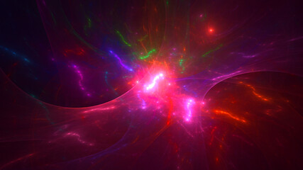 3D rendering abstract multicolor fractal light background