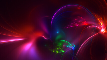 3D rendering abstract multicolor fractal light background