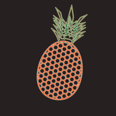 pineapple neon effect illustration on dark background
