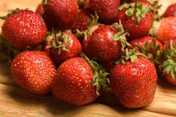 garden strawberry close-up, selective focus