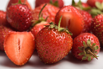 garden strawberry close-up, selective focus