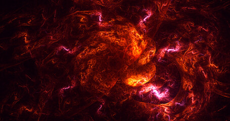 3D rendering abstract multicolor fractal light background