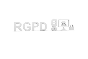 RGPD concept white background 3d render illustration