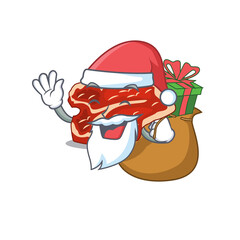 Cartoon design of T-bone Santa having Christmas gift