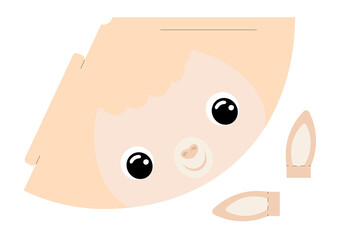 Printable mockup cap alpaca. Festive cone template for birthday, party, christmas, baby shower. Fun accessory for entertainment. Cardstock cap layout construction. Print and cut. Vector illustration.