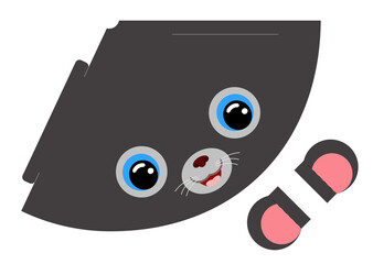 Printable mockup cap panther. Festive cone template for birthday, party, christmas, baby shower. Fun accessory for entertainment. Cardstock cap layout construction. Print and cut. Vector illustration.