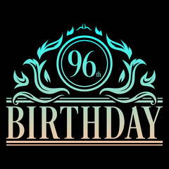 Luxury 96th Birthday Logo illustration vector