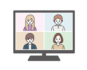 ビデオ会議 Web会議 イラスト