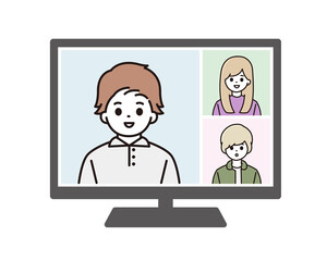 Fototapeta premium ビデオ会議 Web会議 イラスト