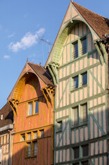 Obraz premium Ancient half-timbered buildings in Troyes. Aube, Champagne-Ardenne, France