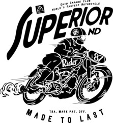 motorcycle item and vintage typography