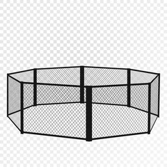 MMA cage. Octagon isometric view. Vector flat illustration.