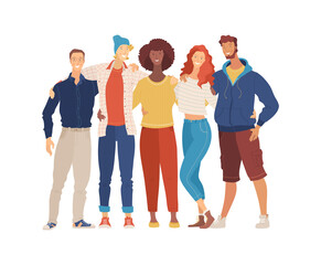 Friends, boys and girls flat vector illustration